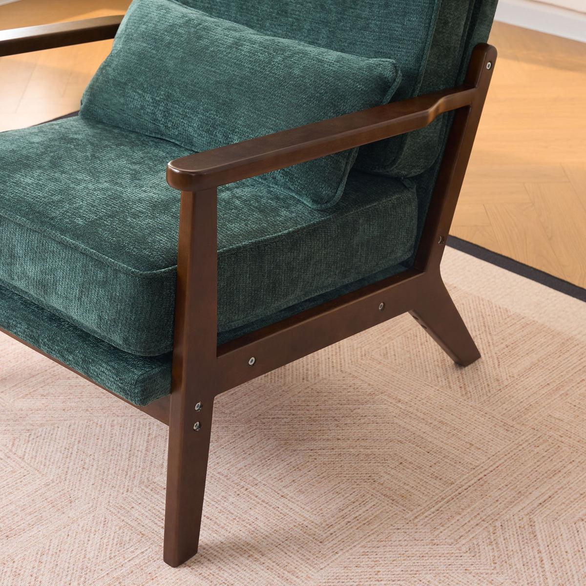 Sleek Mid-Century Chair with Lumbar Pillow