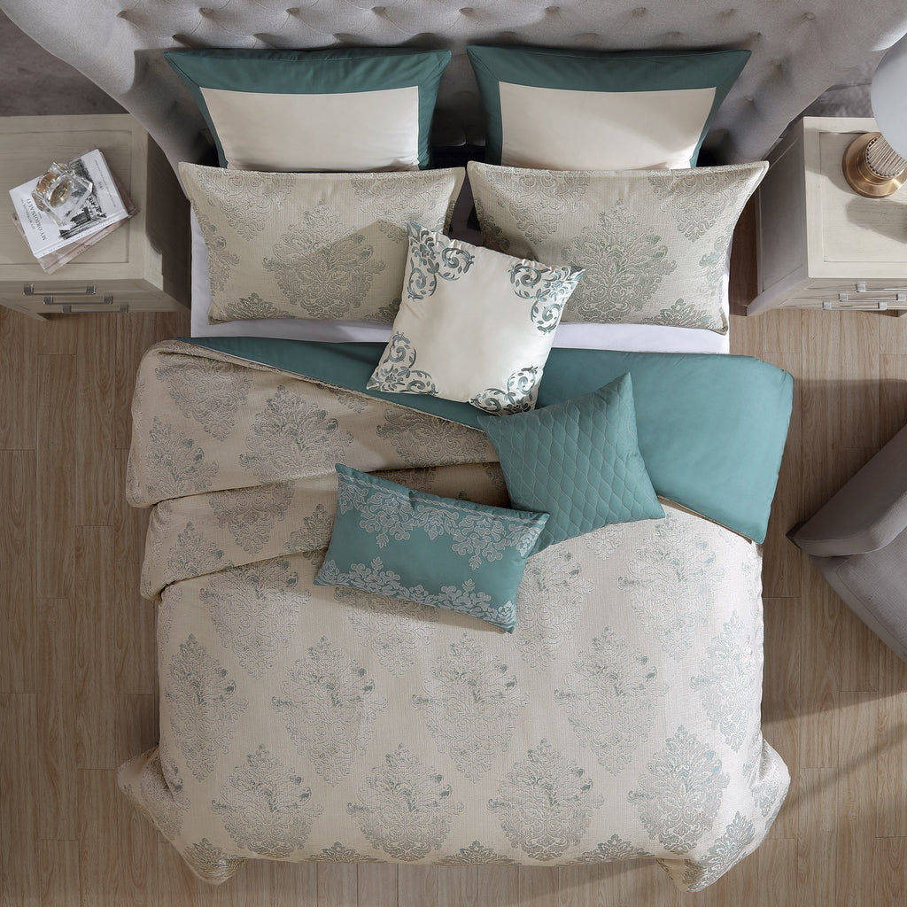 The Marana 9 Pc Medallion Jacquard Comforter Set