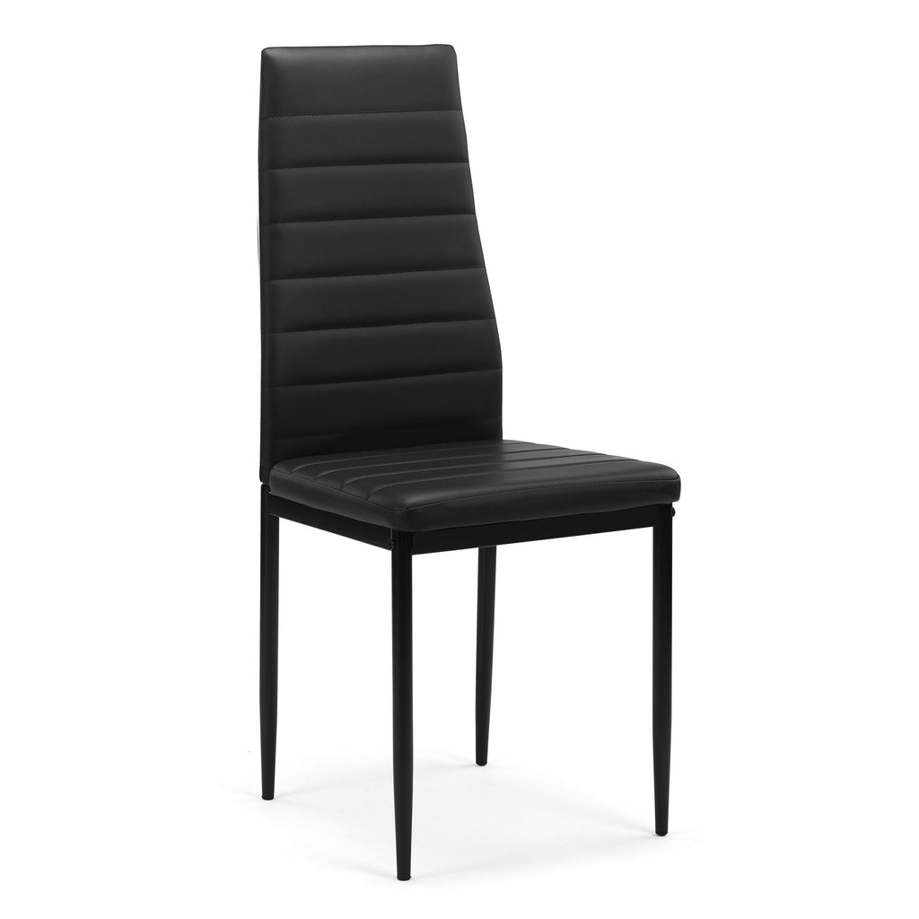 5 Piece Dining Set-Tempered Glass Dining Table, 4 Plush Chairs