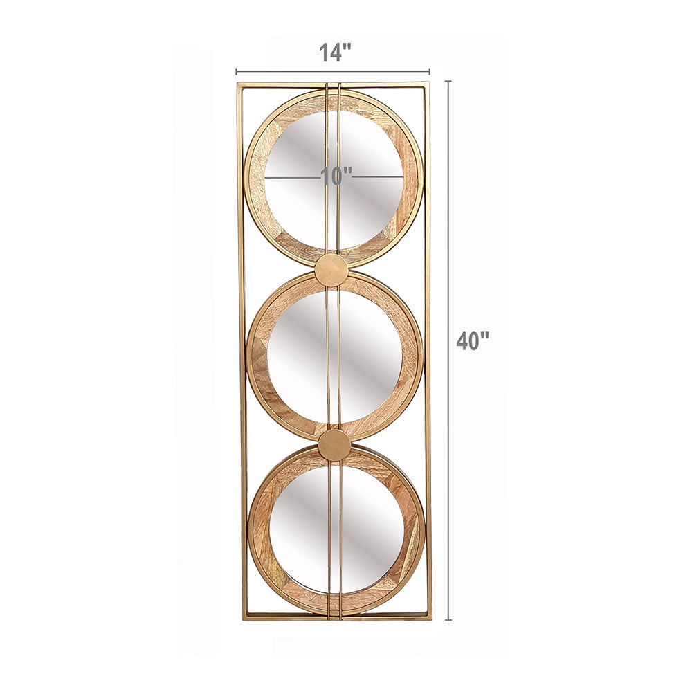 Trio Wall Mirror In Rectangular Frame in Brown