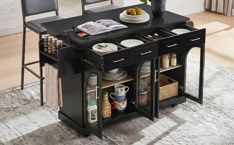 Kitchen Island with Storage & Drop Leaf - 65"