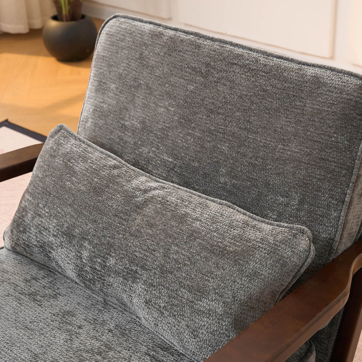 Sleek Mid-Century Chair with Lumbar Pillow