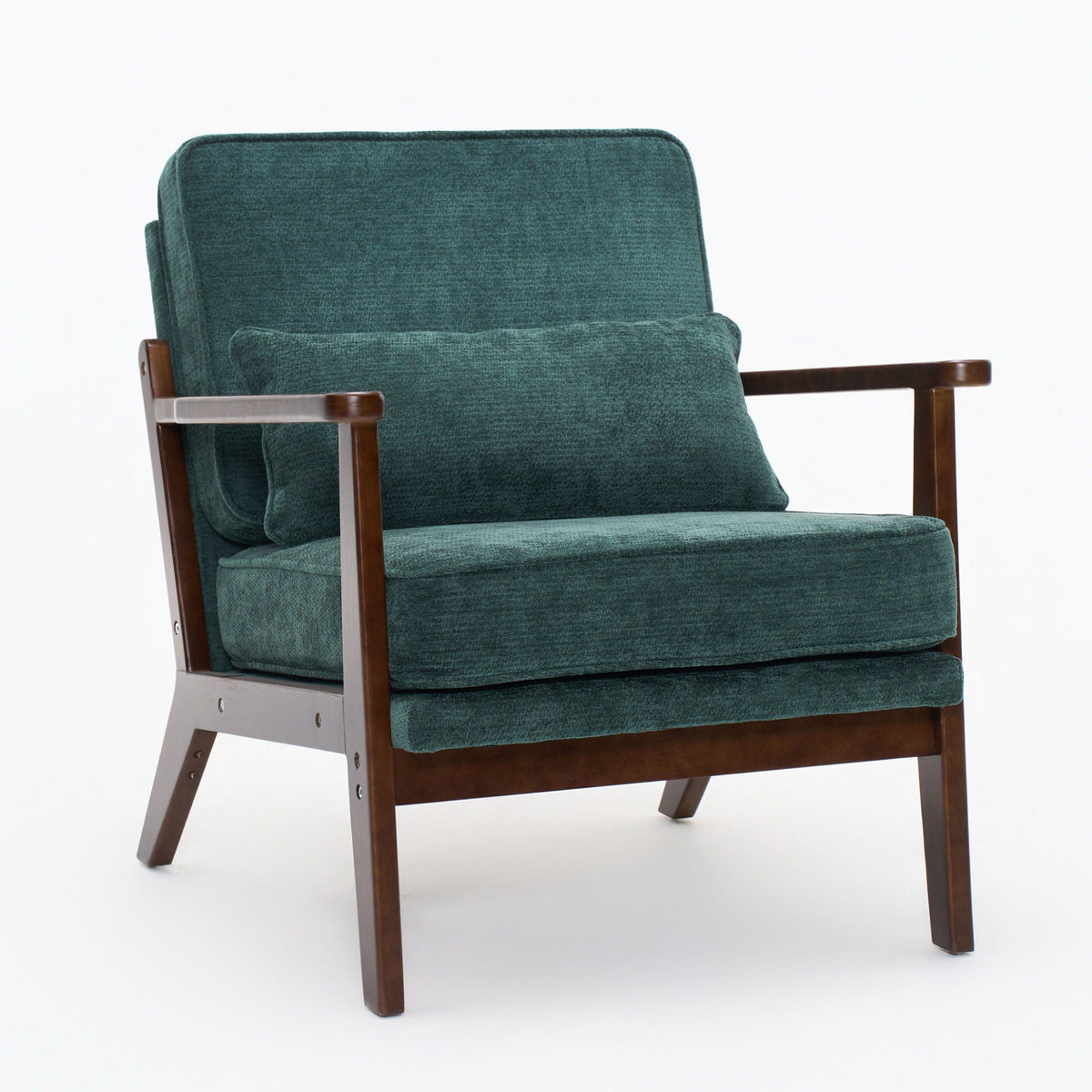 Sleek Mid-Century Chair with Lumbar Pillow