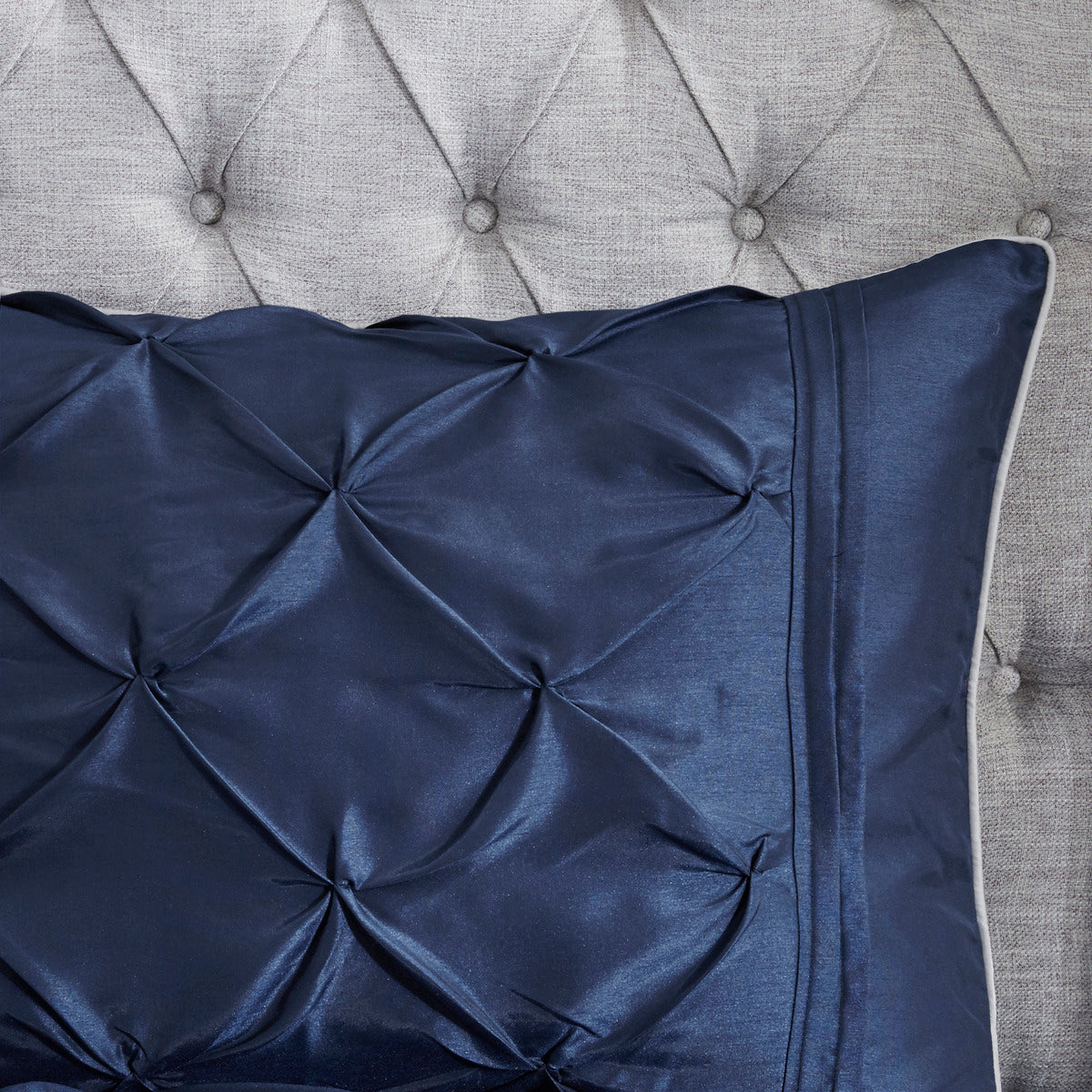 Navy 7 Piece Tufted Queen Comforter Set