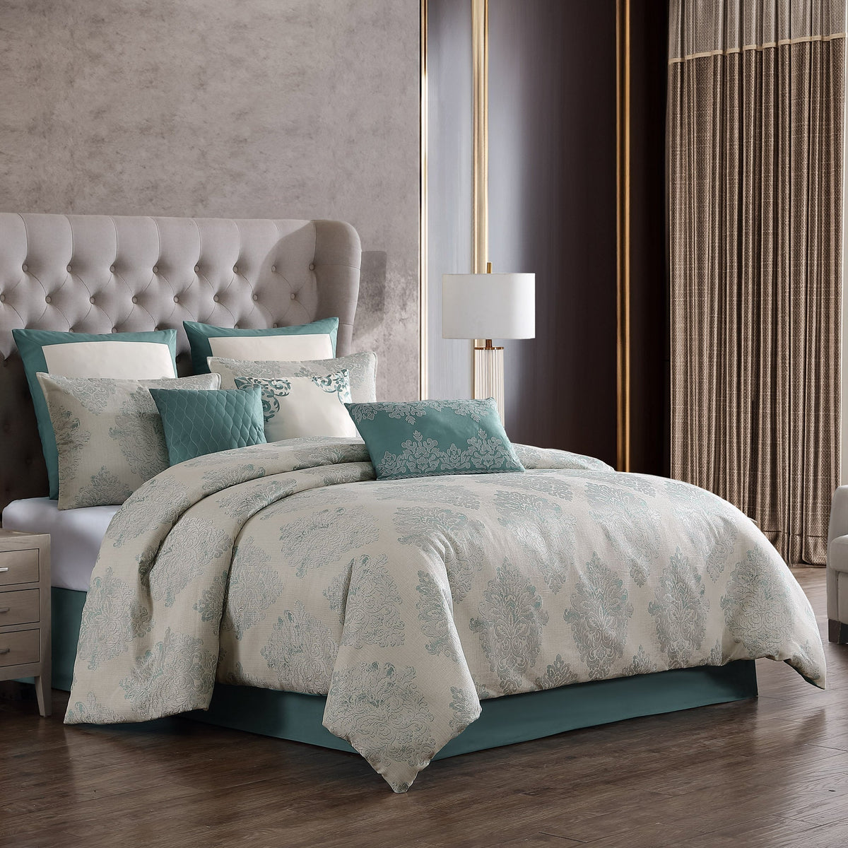 The Marana 9 Pc Medallion Jacquard Comforter Set