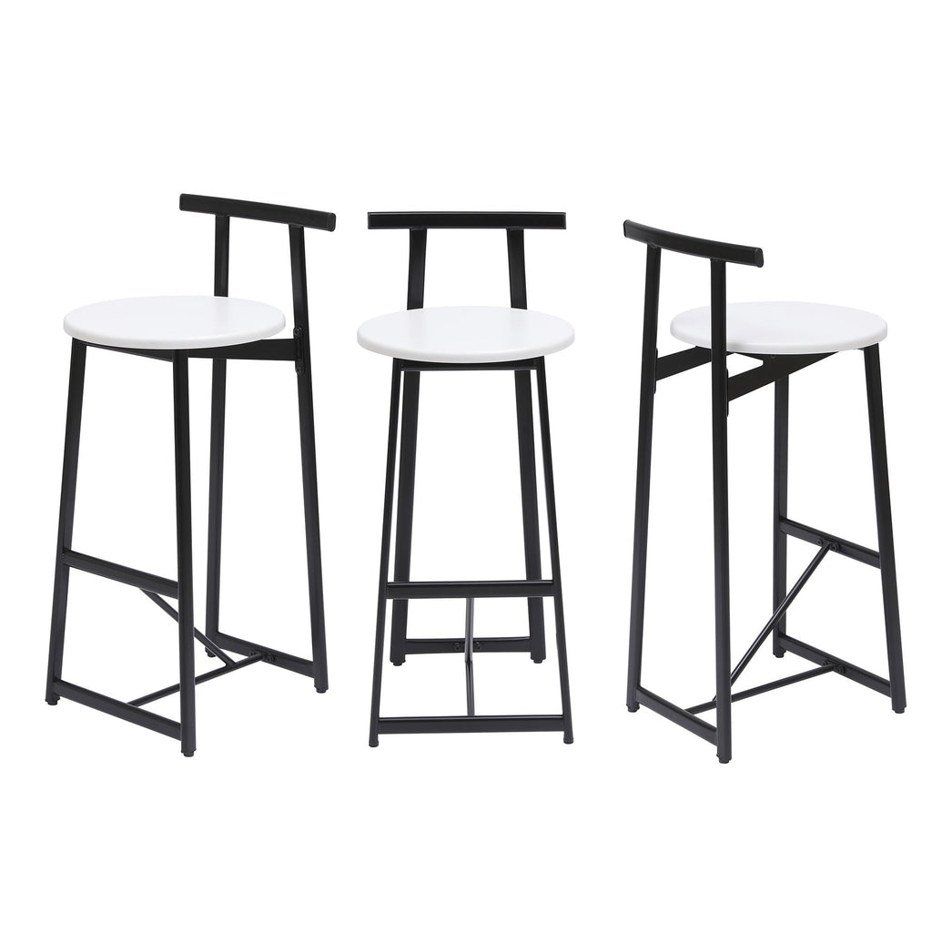 Modern Bar Stools with Backrest – Set of 3