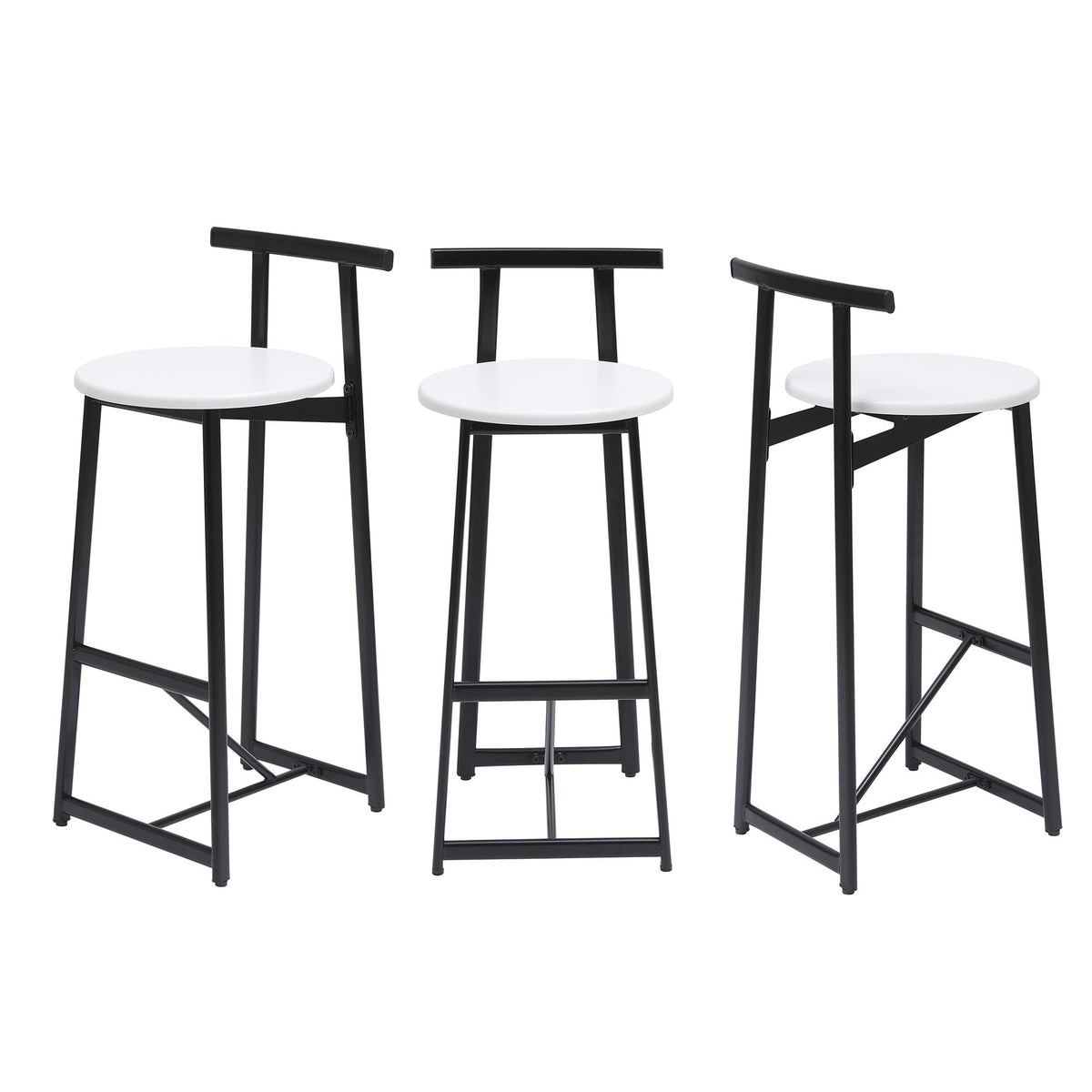 Modern Bar Stools with Backrest – Set of 3