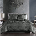 The Turin Charcoal 7 Piece Crinkle Velvet Comforter Ensemble