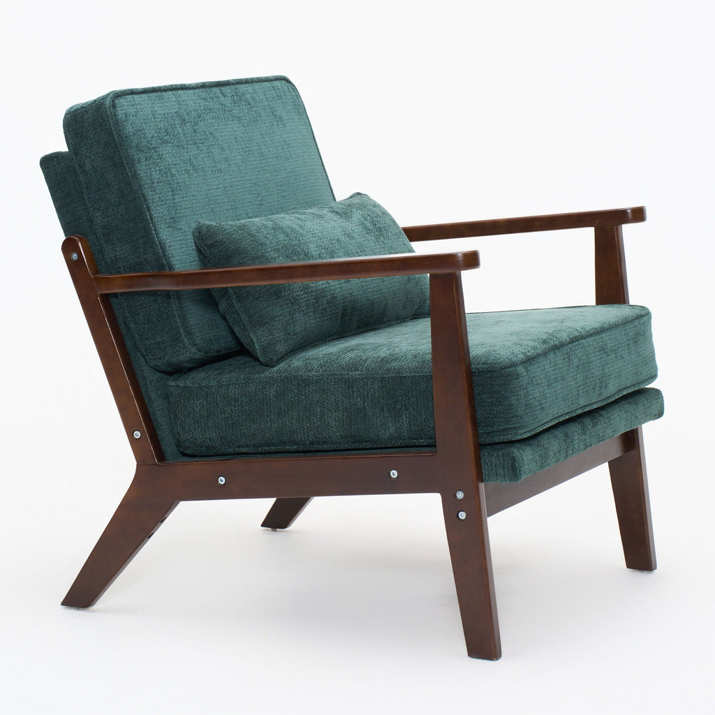 Sleek Mid-Century Chair with Lumbar Pillow