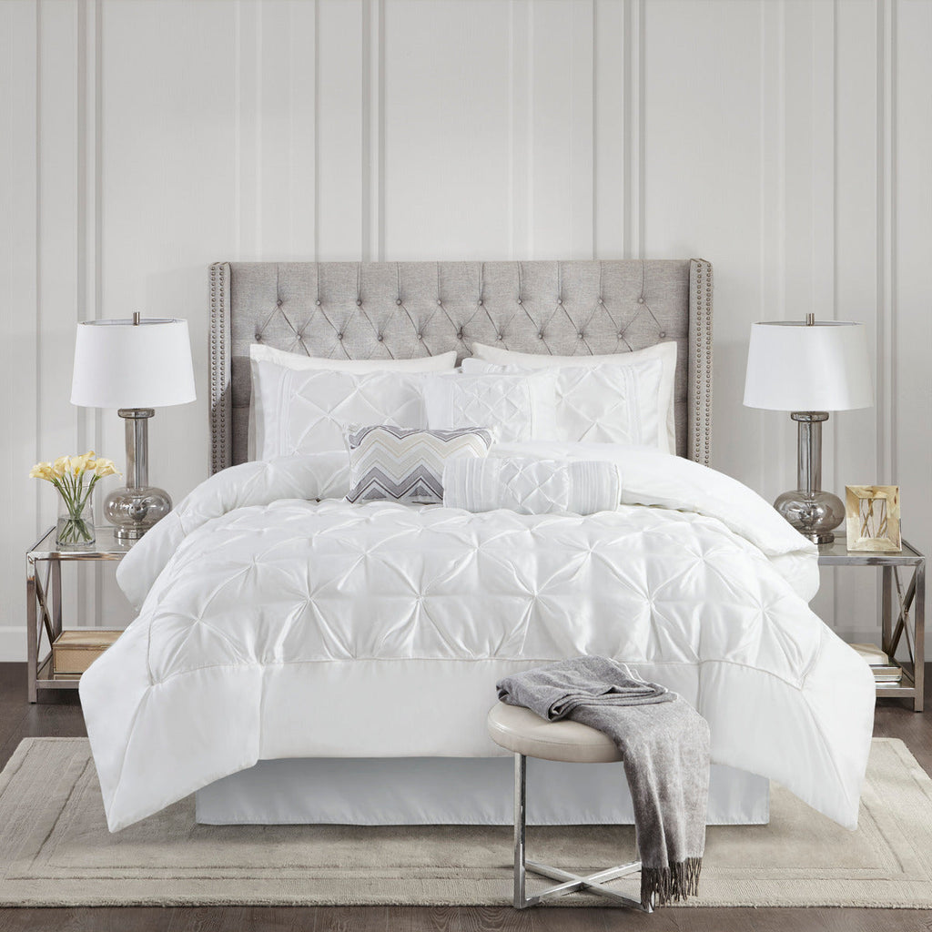 White 7 Piece Tufted Comforter Set