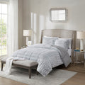 Gray Long Fur Back Print Comforter Mini Set-Full/Queen