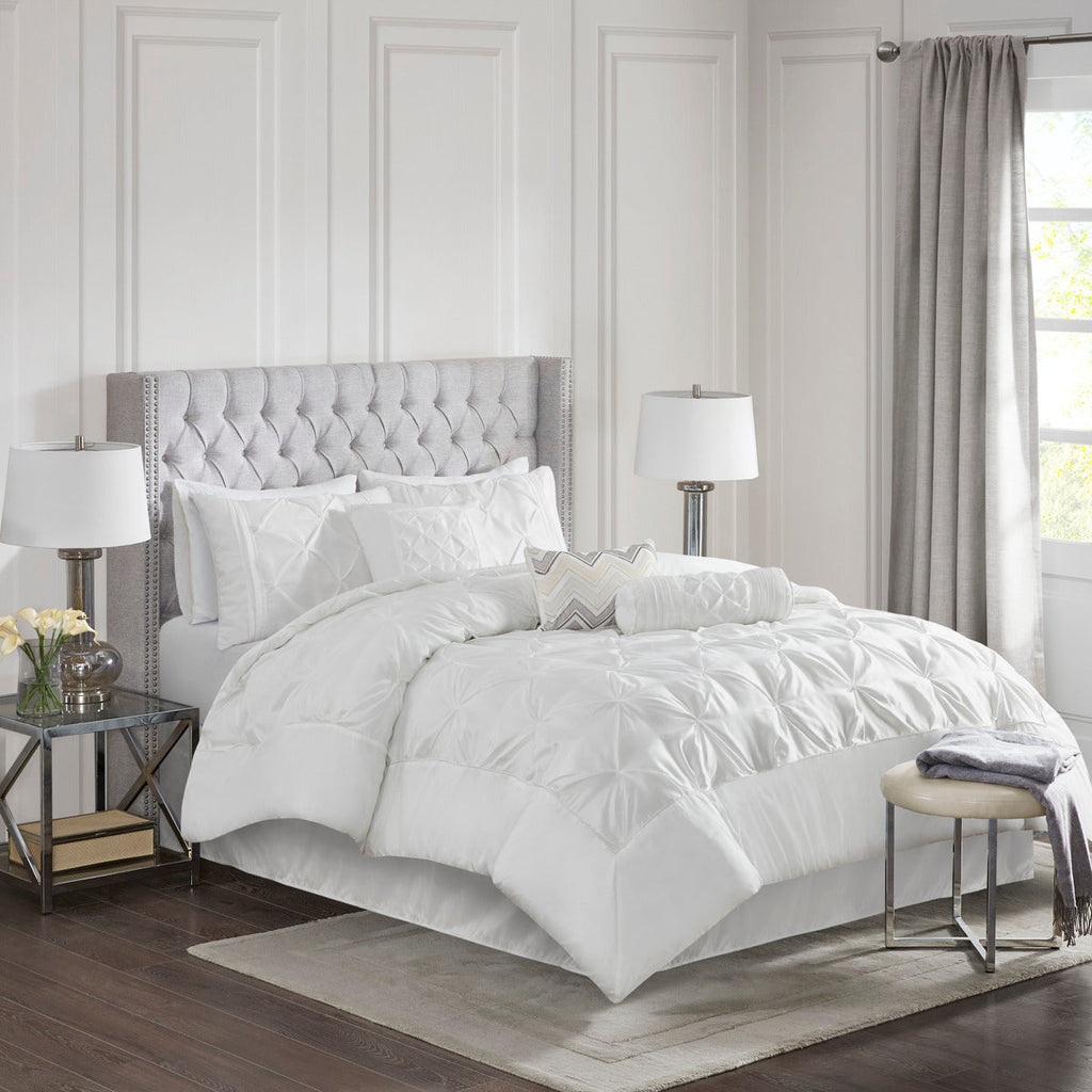 White 7 Piece Tufted Comforter Set