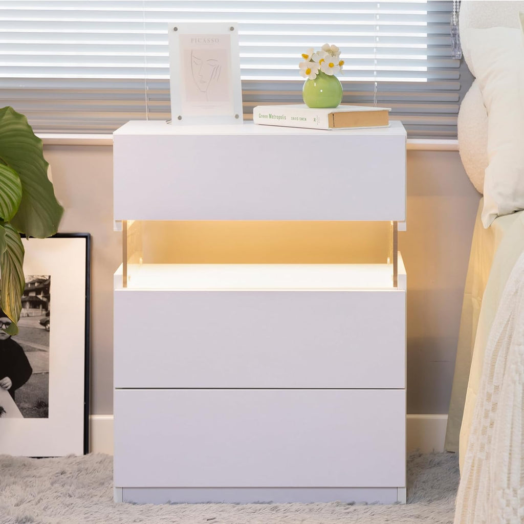 LED Luminous Nightstand-3 Drawers with Integrated LED Board