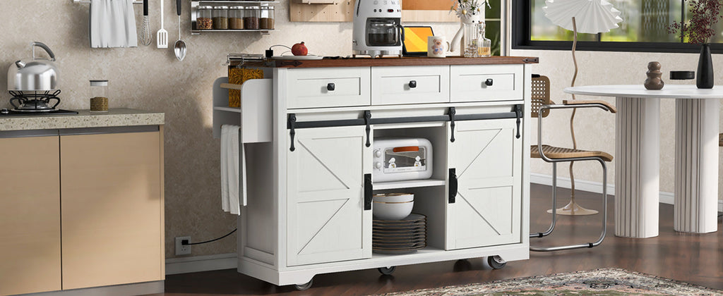 Farmhouse Kitchen Island with Power Outlet-53.7"