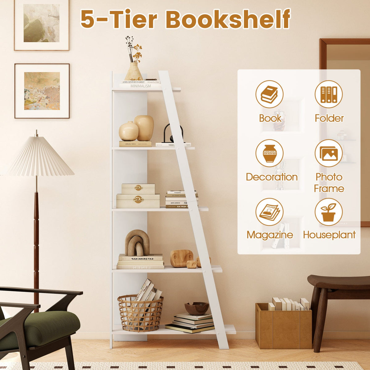 The Vertical 5-Tier Bookshelf, 79" Tall