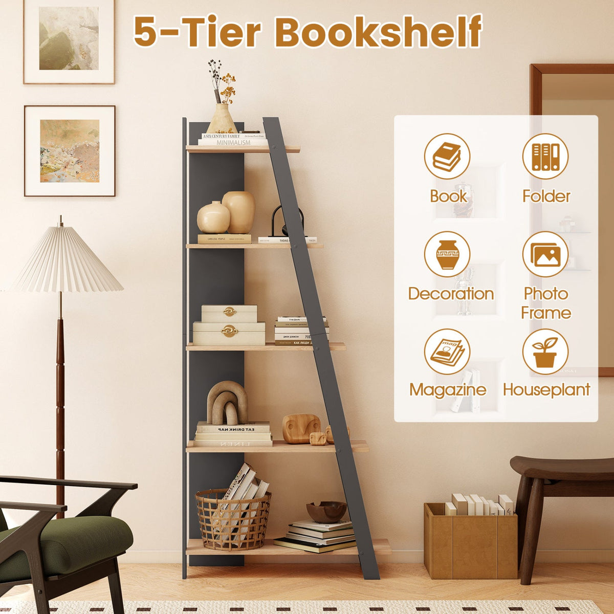 The Vertical 5-Tier Bookshelf, 79" Tall