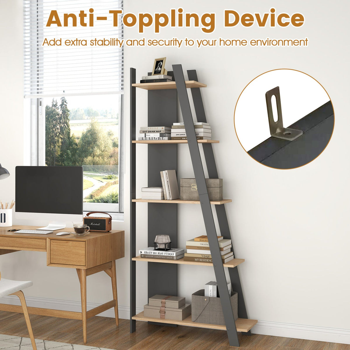 The Vertical 5-Tier Bookshelf, 79" Tall