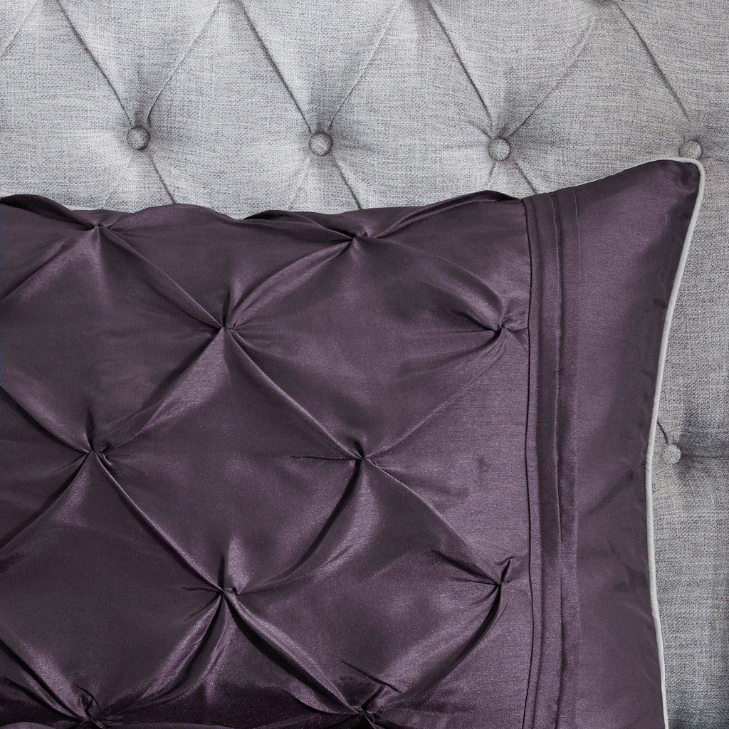 Deep Plum 7 Piece Tufted Comforter Set with Elegant Detailing