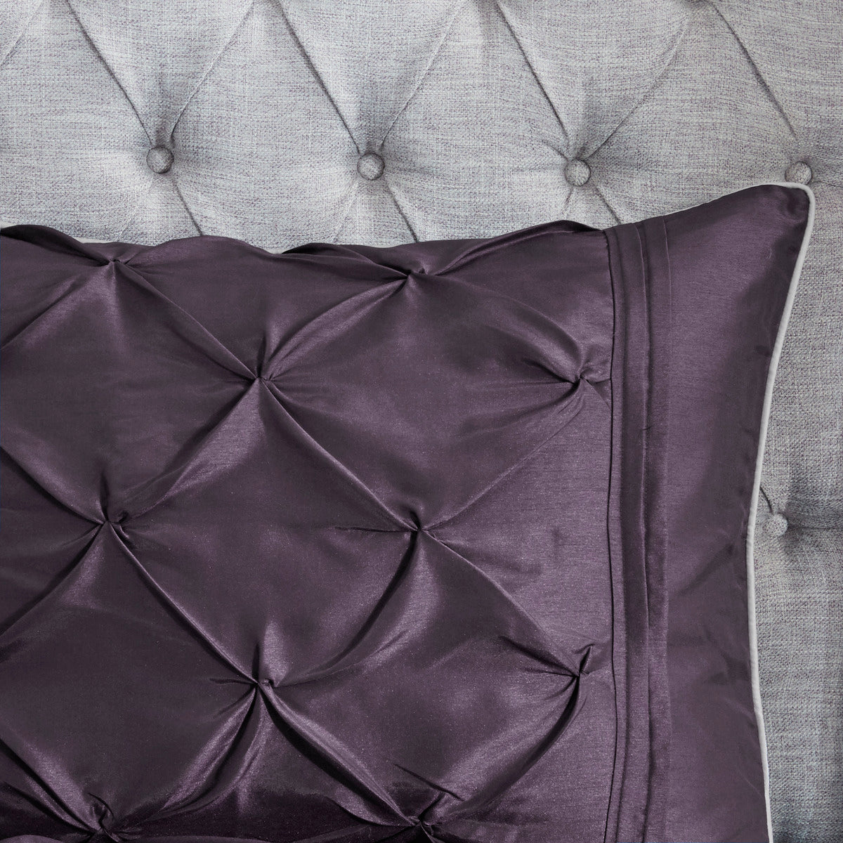 Deep Plum 7 Piece Tufted Comforter Set with Elegant Detailing