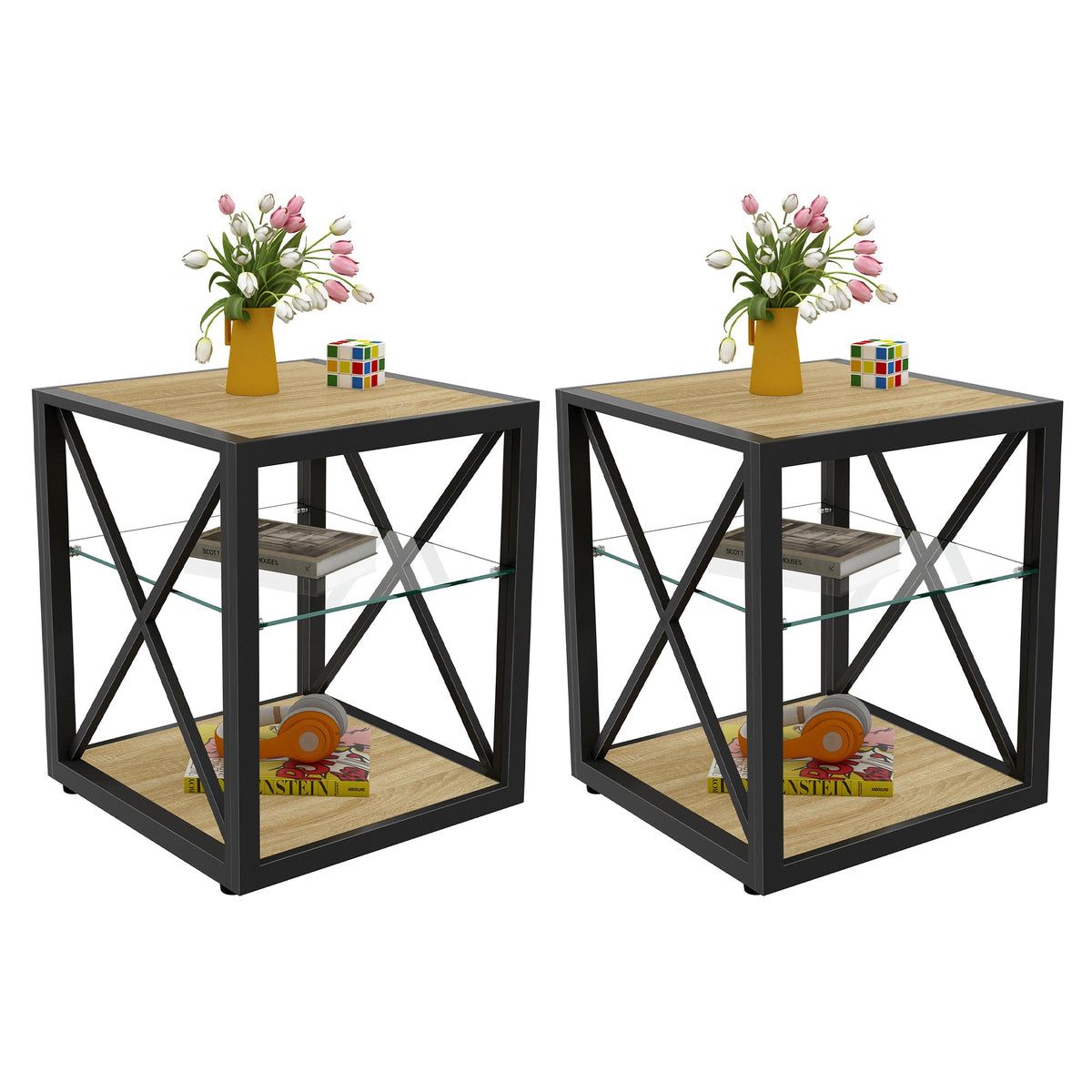 Modern End Table Nightstands-Set of 2