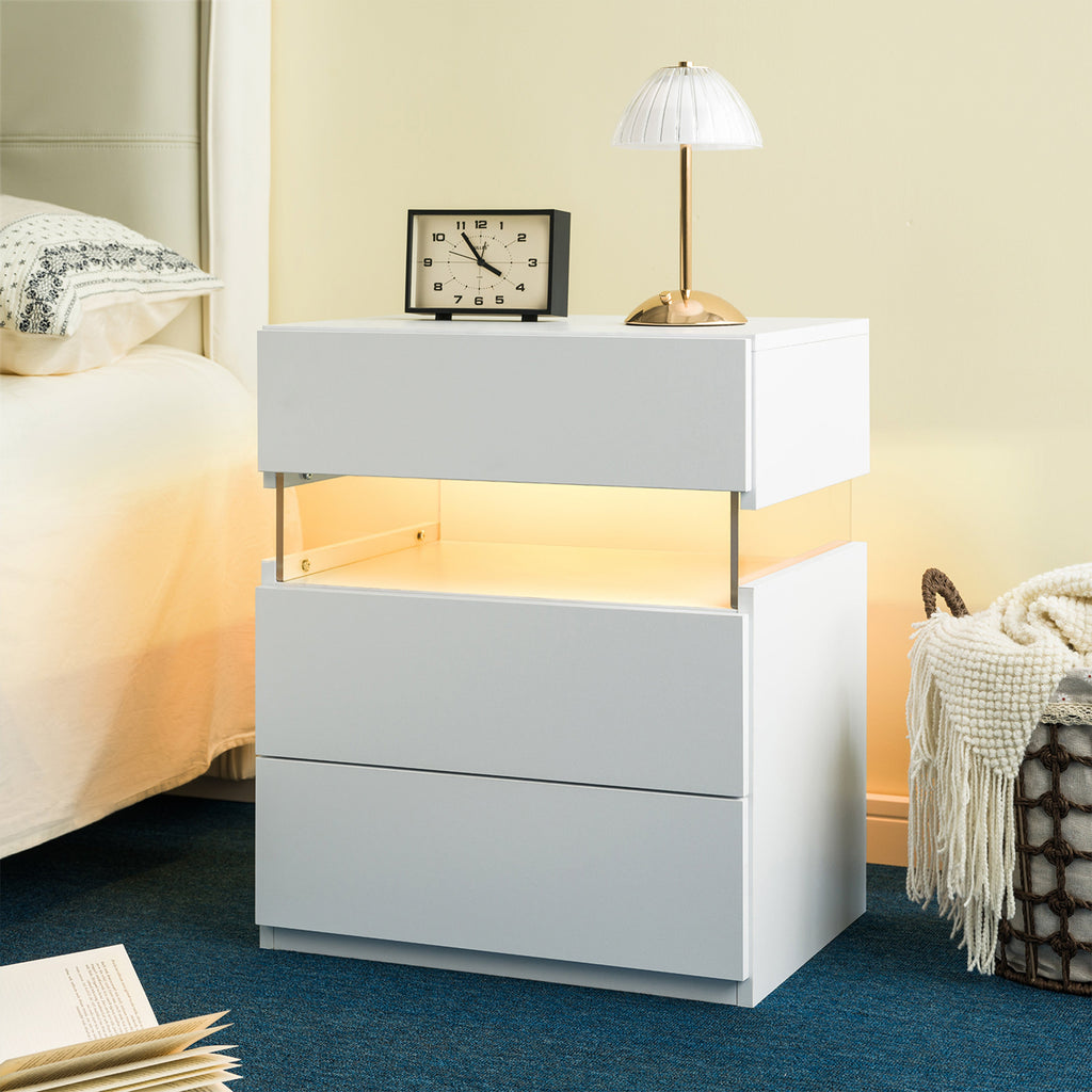 LED Luminous Nightstand-3 Drawers with Integrated LED Board