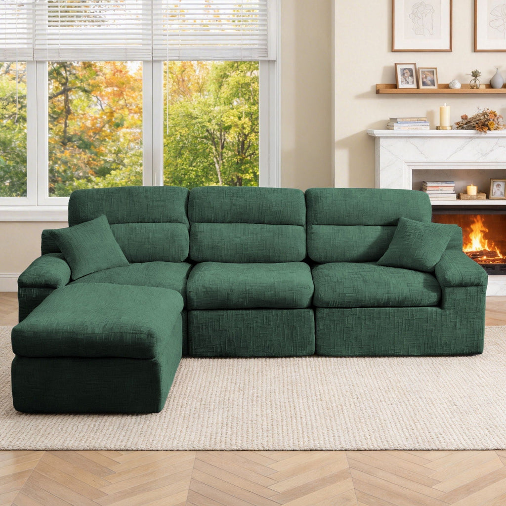 Corner Chaise Sofa with High Backrest - 2 Piece Set