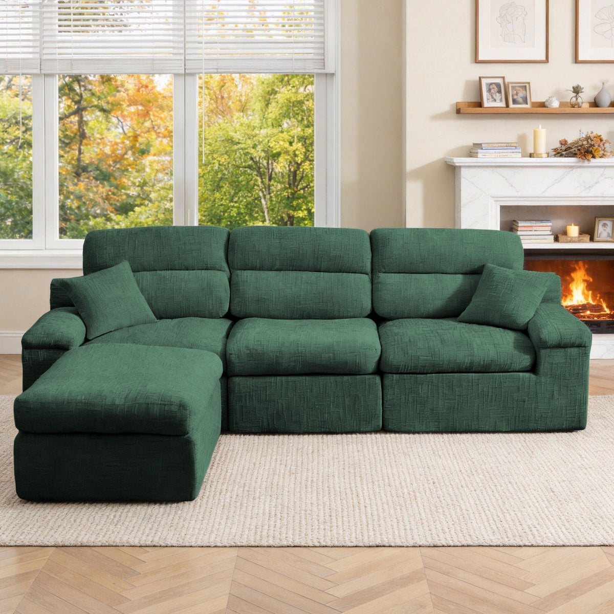 Corner Chaise Sofa with High Backrest - 2 Piece Set