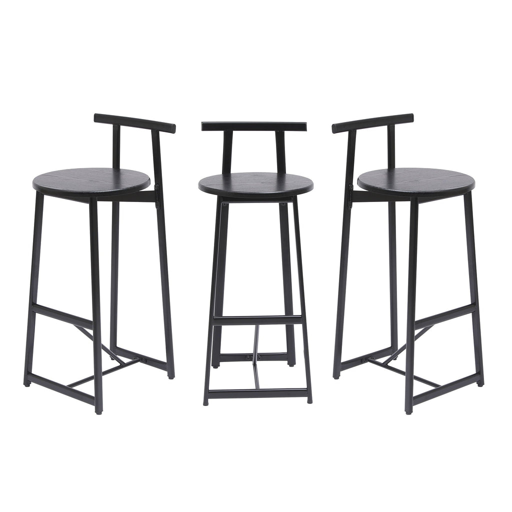 Modern Bar Stools with Backrest – Set of 3