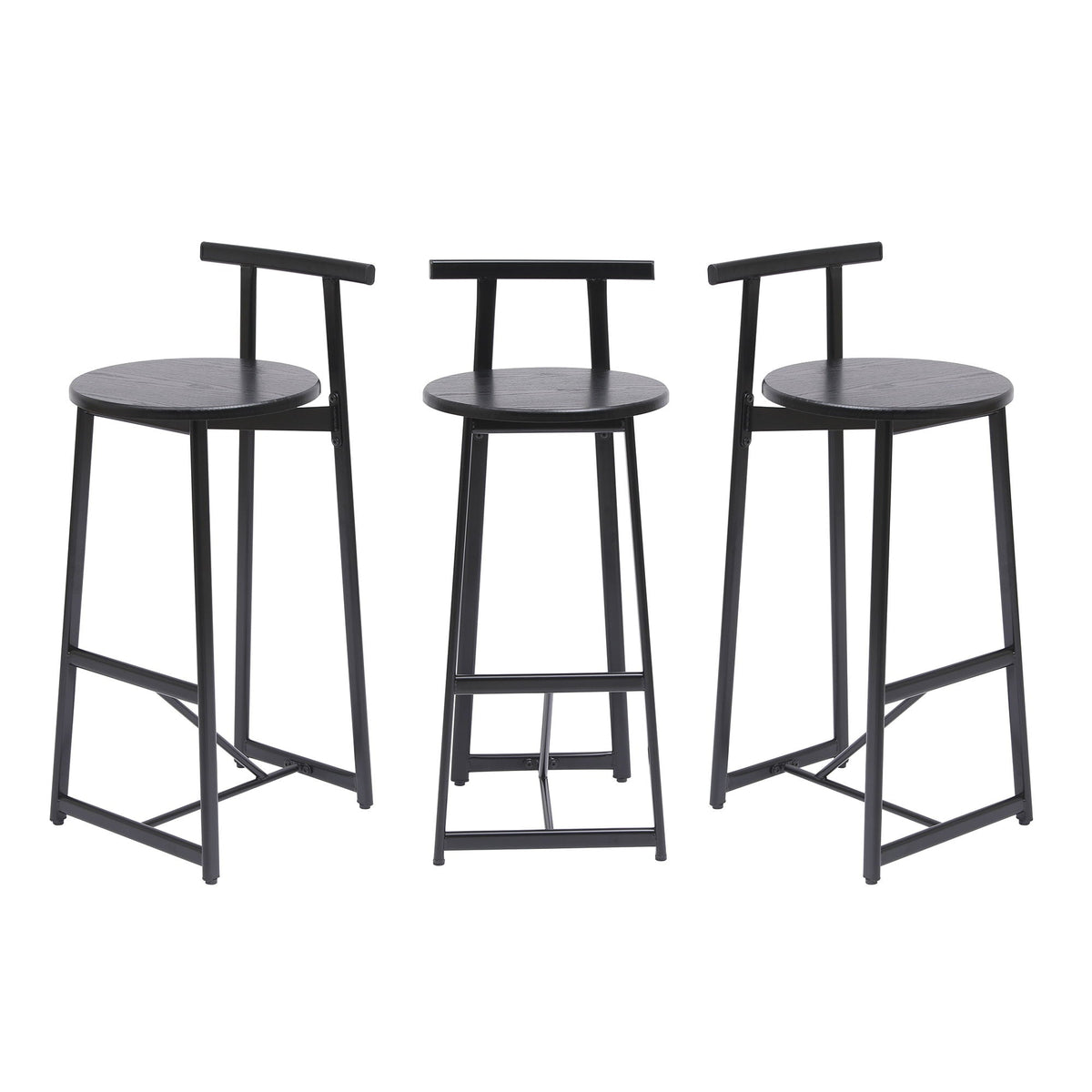 Modern Bar Stools with Backrest – Set of 3