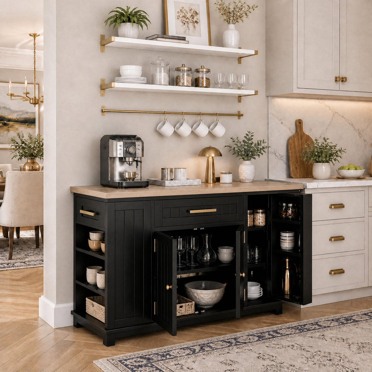52" Kitchen Island with Cabinets