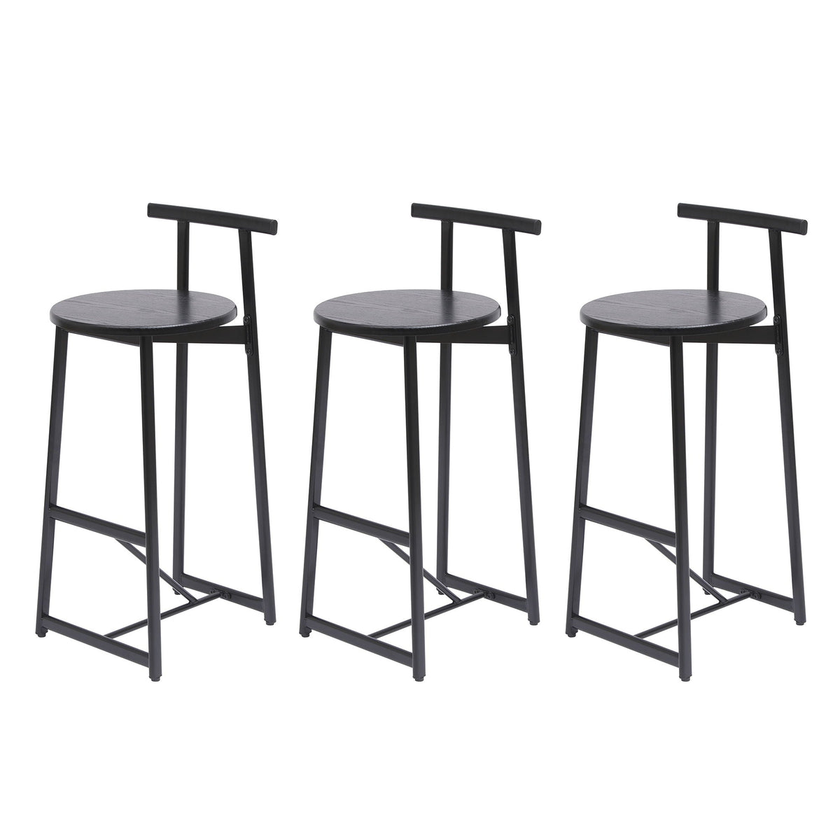 Modern Bar Stools with Backrest – Set of 3