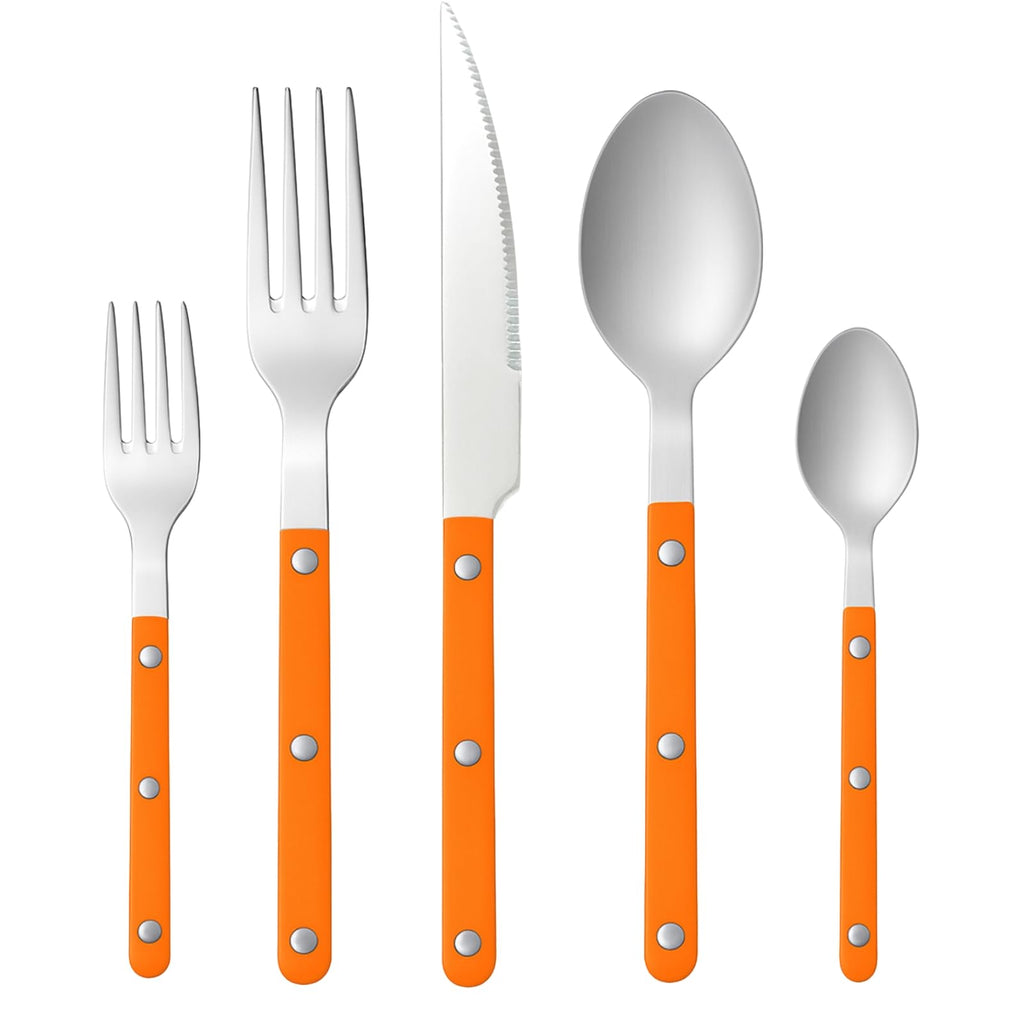 Khen Orange Stainless Steel Flatware – 20-Piece Set