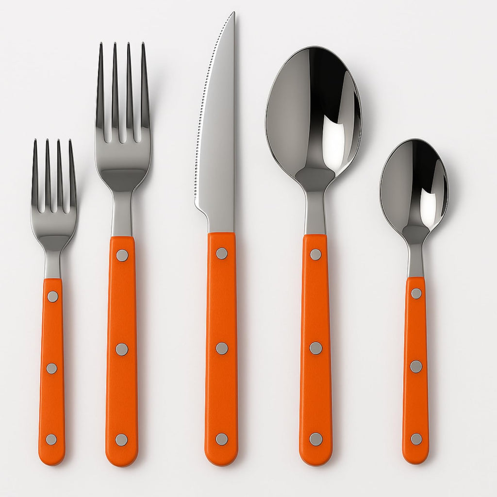 Khen Orange Stainless Steel Flatware – 20-Piece Set
