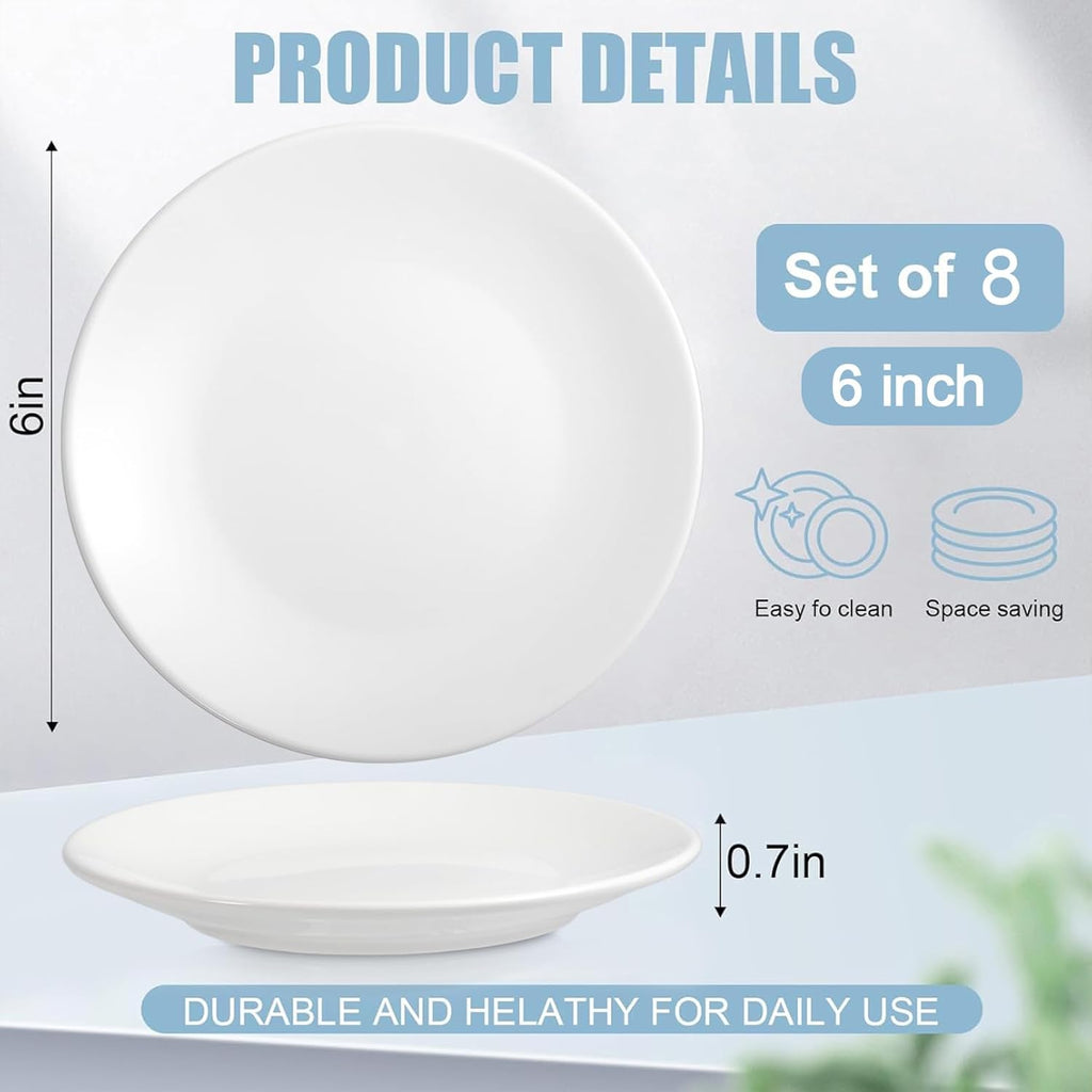 Petite Porcelain Dessert Plates – Set of 8