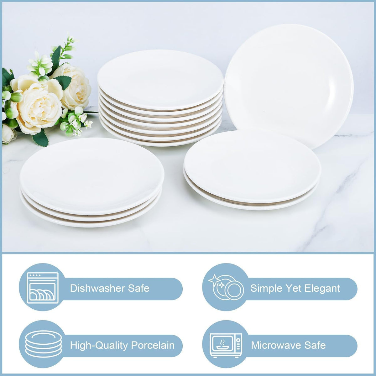 Petite Porcelain Dessert Plates – Set of 8