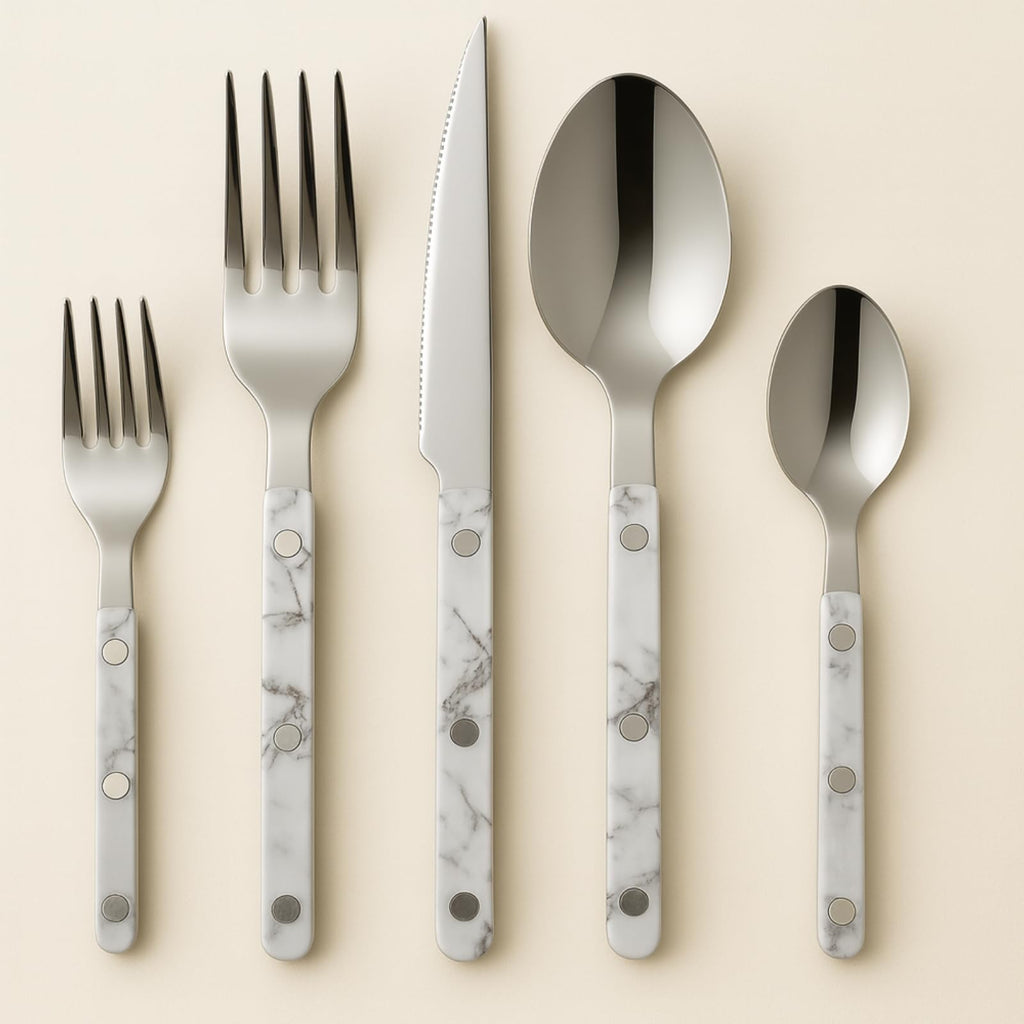 Khen White Stainless Steel Flatware – 20-Piece Set