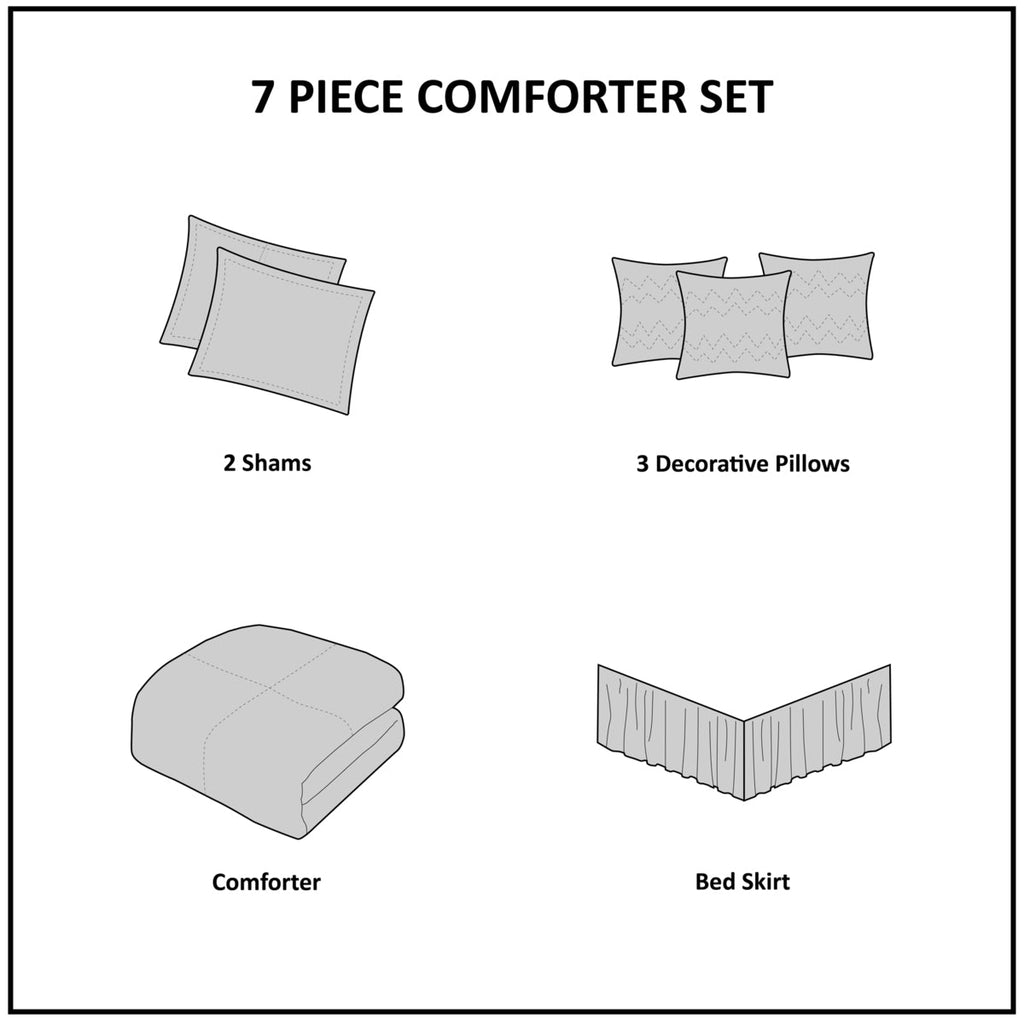 Blush Tufted Comforter Set -7 Piece Queen