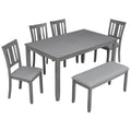 6 Piece Wood Dining Table with 4 Upholstered Chairs And A Bench