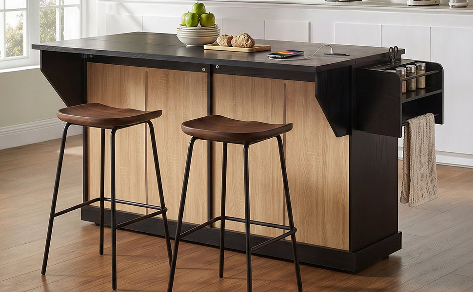 Kitchen Island with Storage & Drop Leaf - 65"