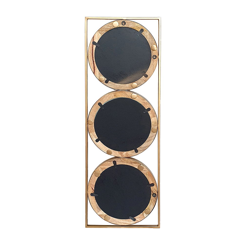 Trio Wall Mirror In Rectangular Frame in Brown
