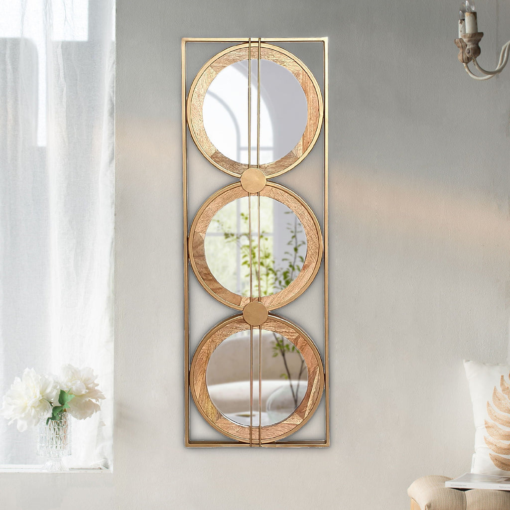 Trio Wall Mirror In Rectangular Frame in Brown