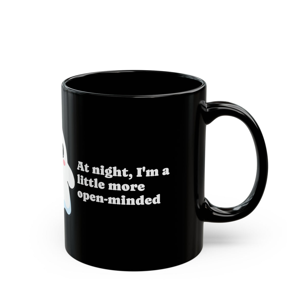 Whimsically Spooky Ghost Coffee Mug – Black Ceramic