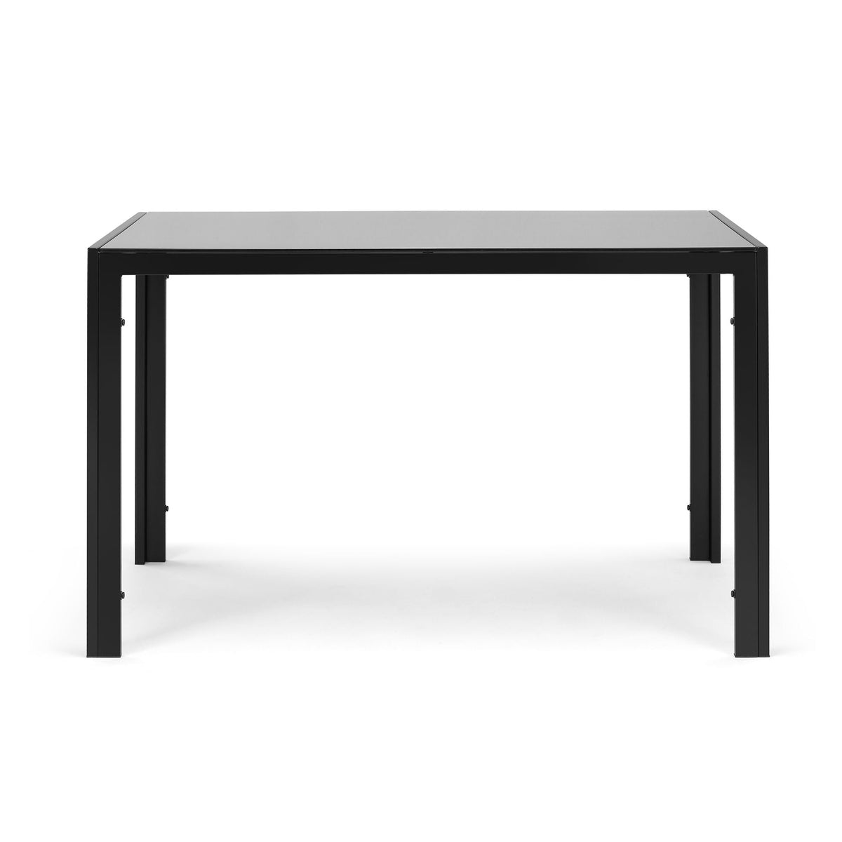 5 Piece Dining Set-Tempered Glass Dining Table, 4 Plush Chairs