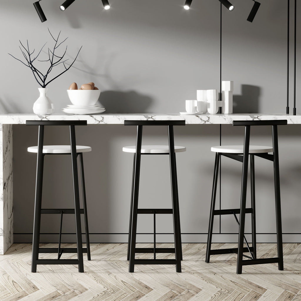 Modern Bar Stools with Backrest – Set of 3