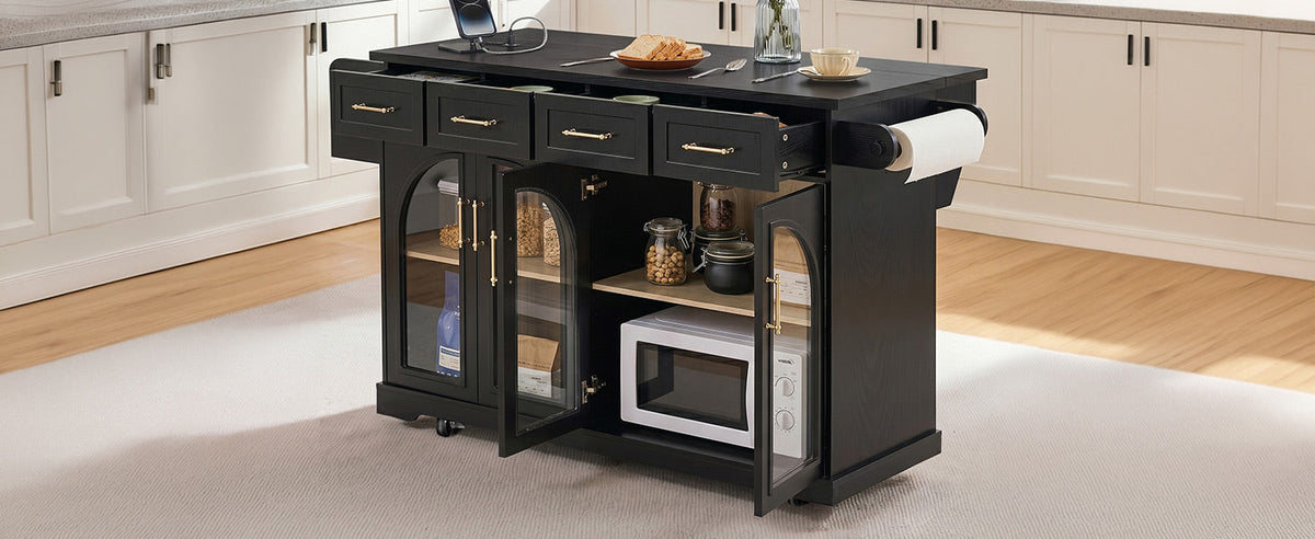Kitchen Island with Storage & Drop Leaf - 65"