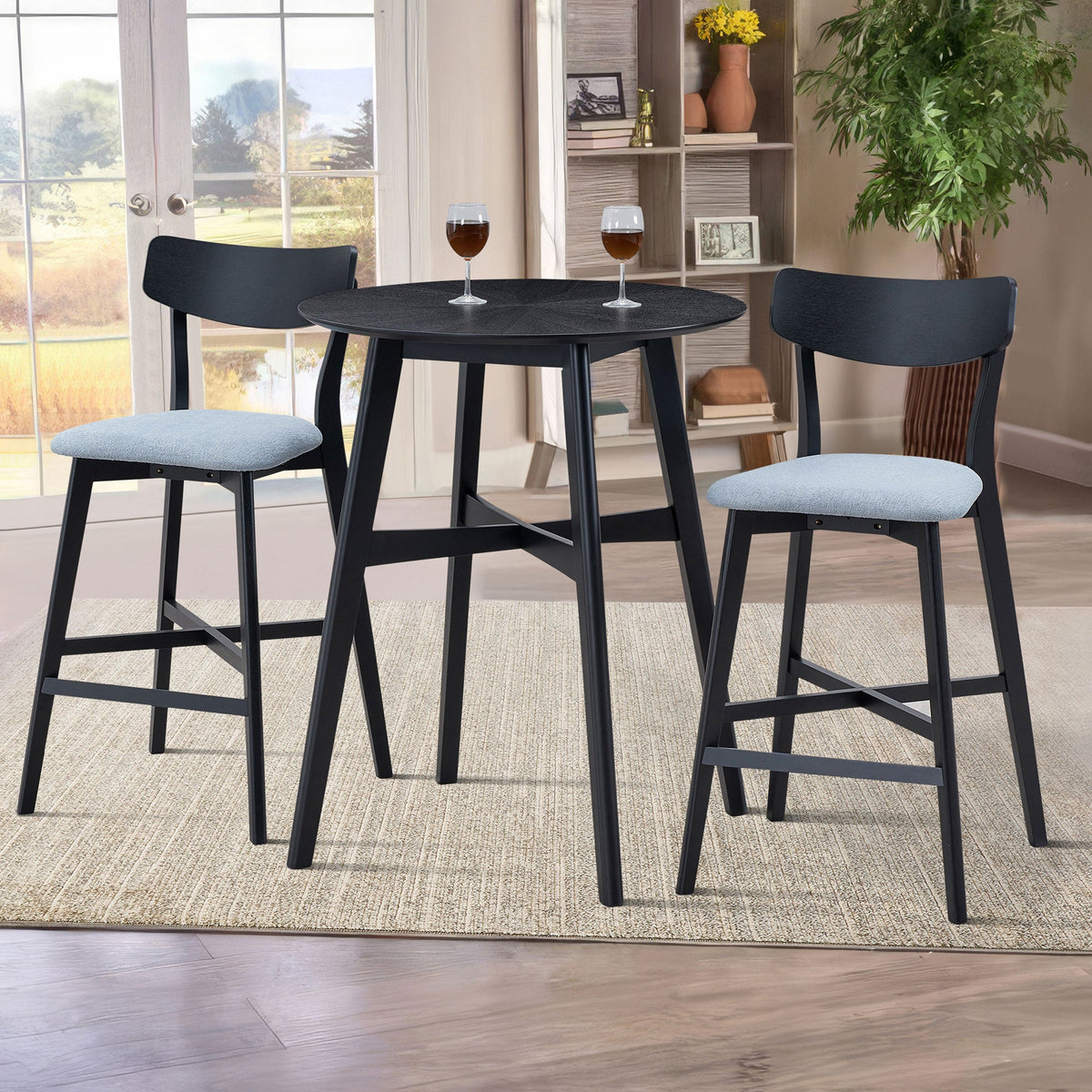 Modern Upholstered Kitchen Island Chairs-Set of 2