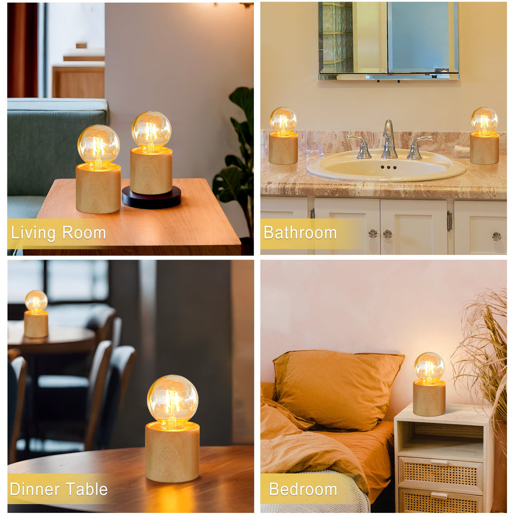 Wood Grain Table Lamps – Set of 4, 6.5"