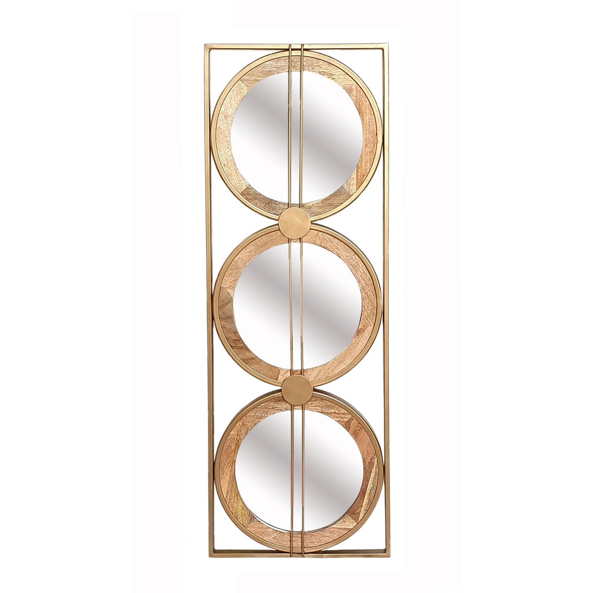 Trio Wall Mirror In Rectangular Frame in Brown