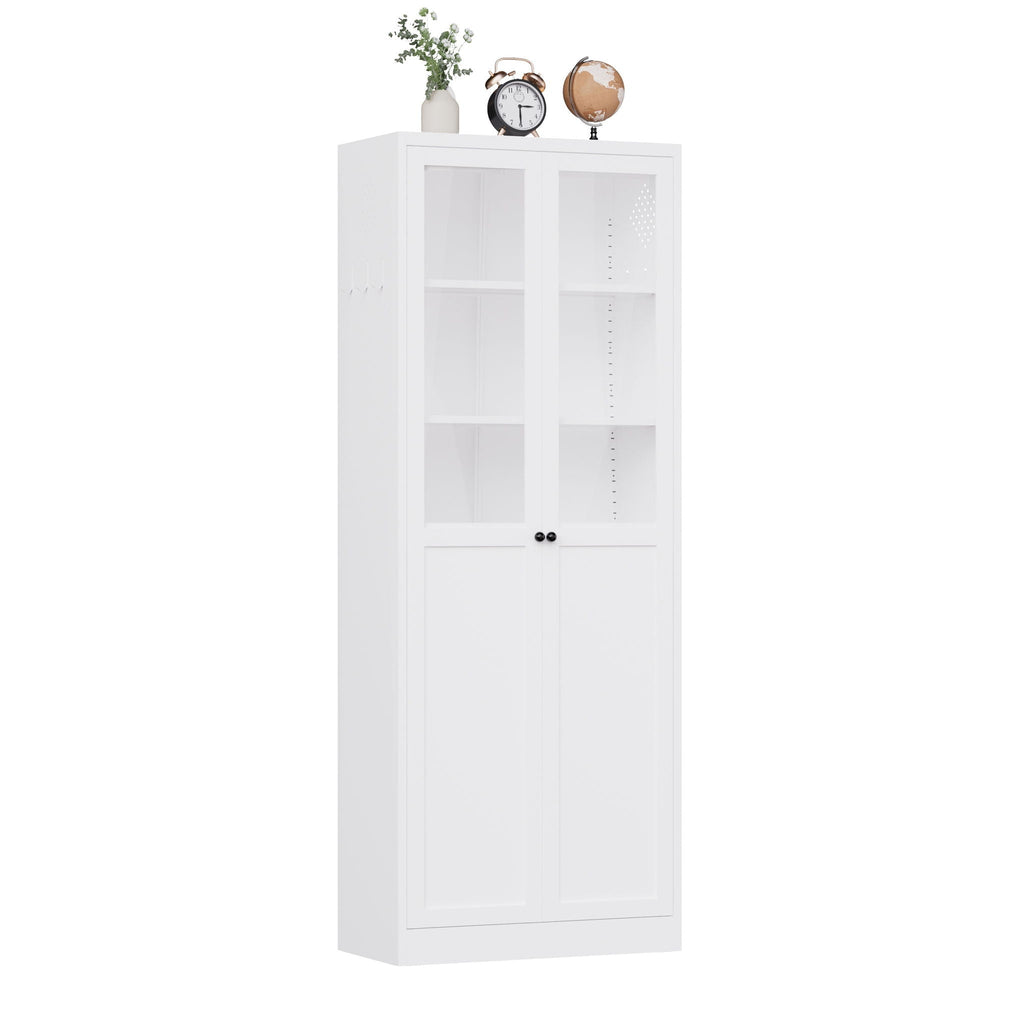 Tall Metal Kitchen Pantry Cabinet with Adjustable Shelves And Silent Magnetic Doors