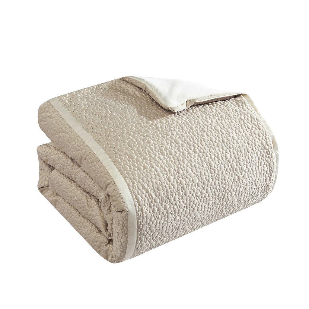 Beige Matte/Satin Reversible 7 PC Comforter Set